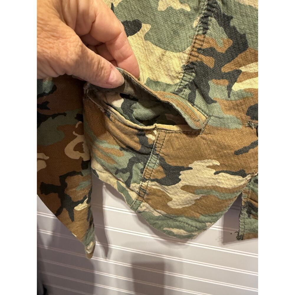 Free People Collarless Fitted Long Sleeve Camo Blazer/Jacket Size 6 - Picture 5 of 12